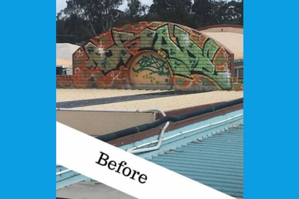 Wall before doing Hot water pressure cleaning